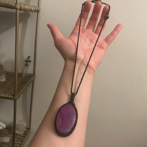 Hemp Wrap Raw Ruby Cabochon Necklace PENDANT - Picture 5 of 16